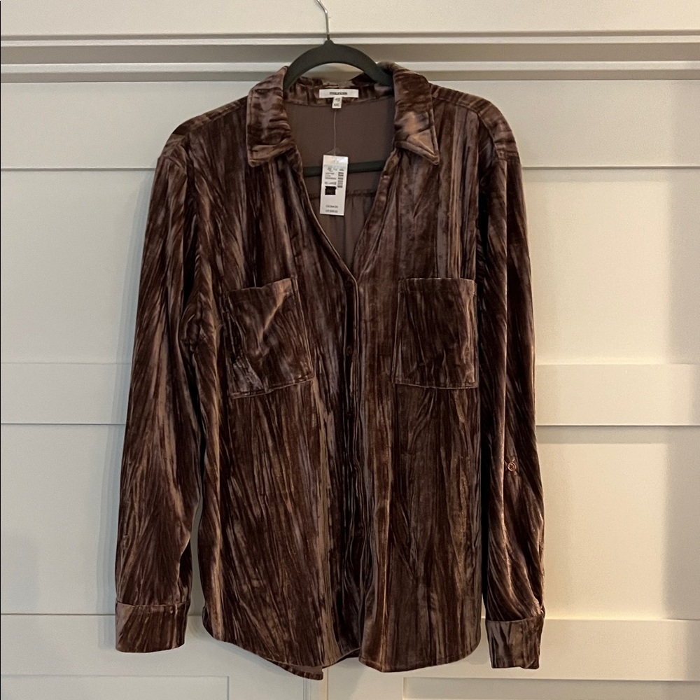 Women’s Brown Velvet button down shirt